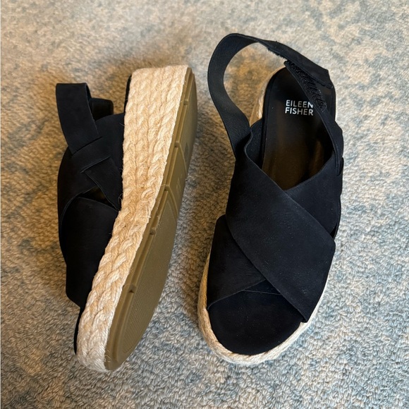 Eileen Fisher Women's Timor Espardille Wedge Sandal - Black 8M - Picture 3 of 9